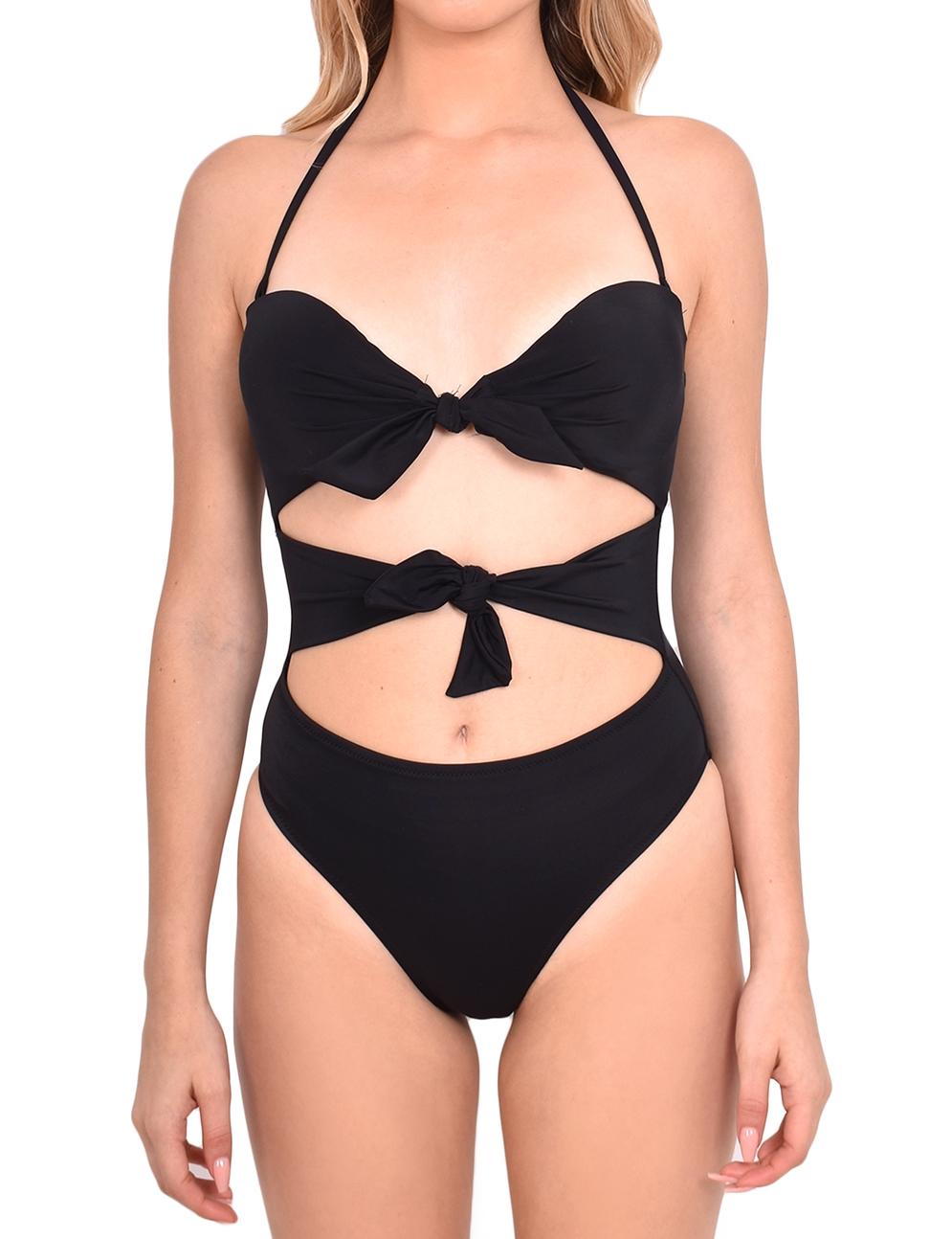 TRIKINI MUJER SAMIA 70601 CON DOBLE NUDO COLOR NEGRO - 1