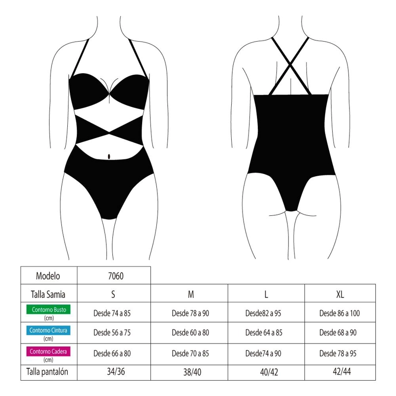 TRIKINI MUJER SAMIA 70601 CON DOBLE NUDO COLOR NEGRO - 4