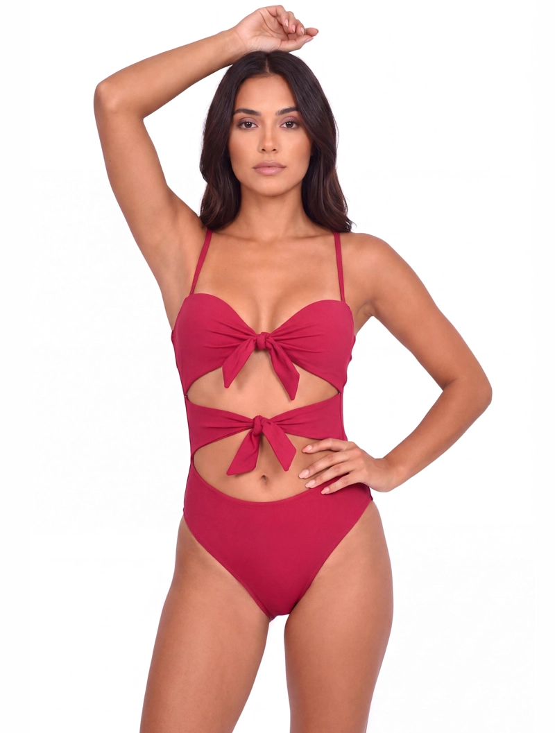 TRIKINI MUJER SAMIA 70602 CON DOBLE NUDO COLOR ROJO - 1