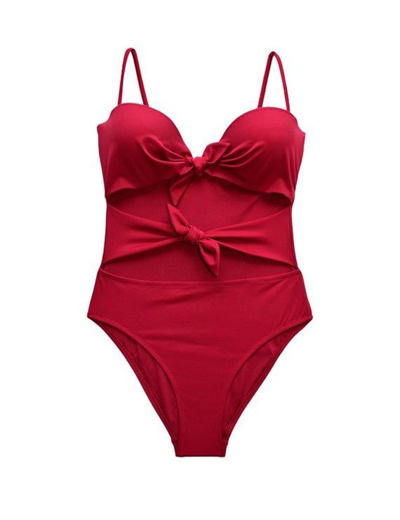 TRIKINI MUJER SAMIA 70602 CON DOBLE NUDO COLOR ROJO - 3