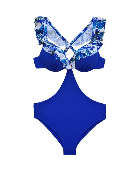TRIKINI MUJER SAMIA 4503 CON VUELOS ESTAMPADO AZUL - 3
