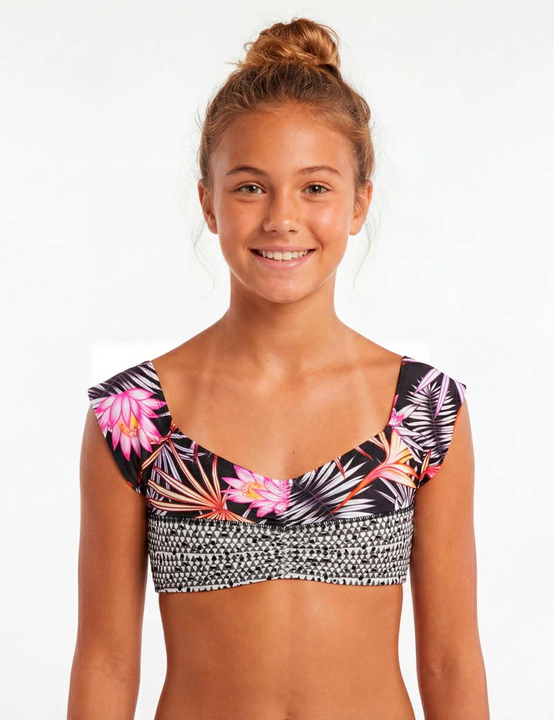 BIKINI MUJER SAMIA 7241 TOP ESTAMPADO NEGRO - 1