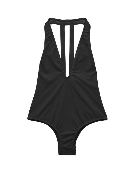 TRAJE DE BAÑO ESCOTADO COLOR NEGRO - 3