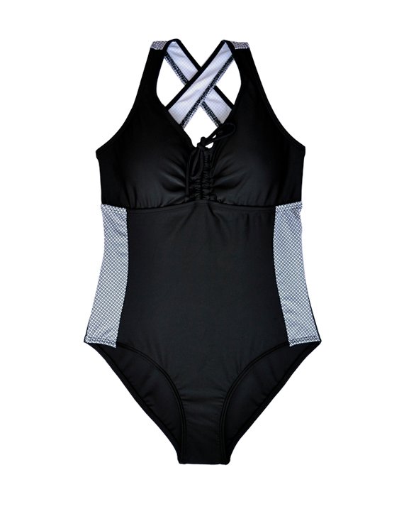 TRAJE DE BAÑO MUJER SAMIA 172 DEPORTIVO PARA BUSTO GRANDE ESTAMPADO BLANCO - 1