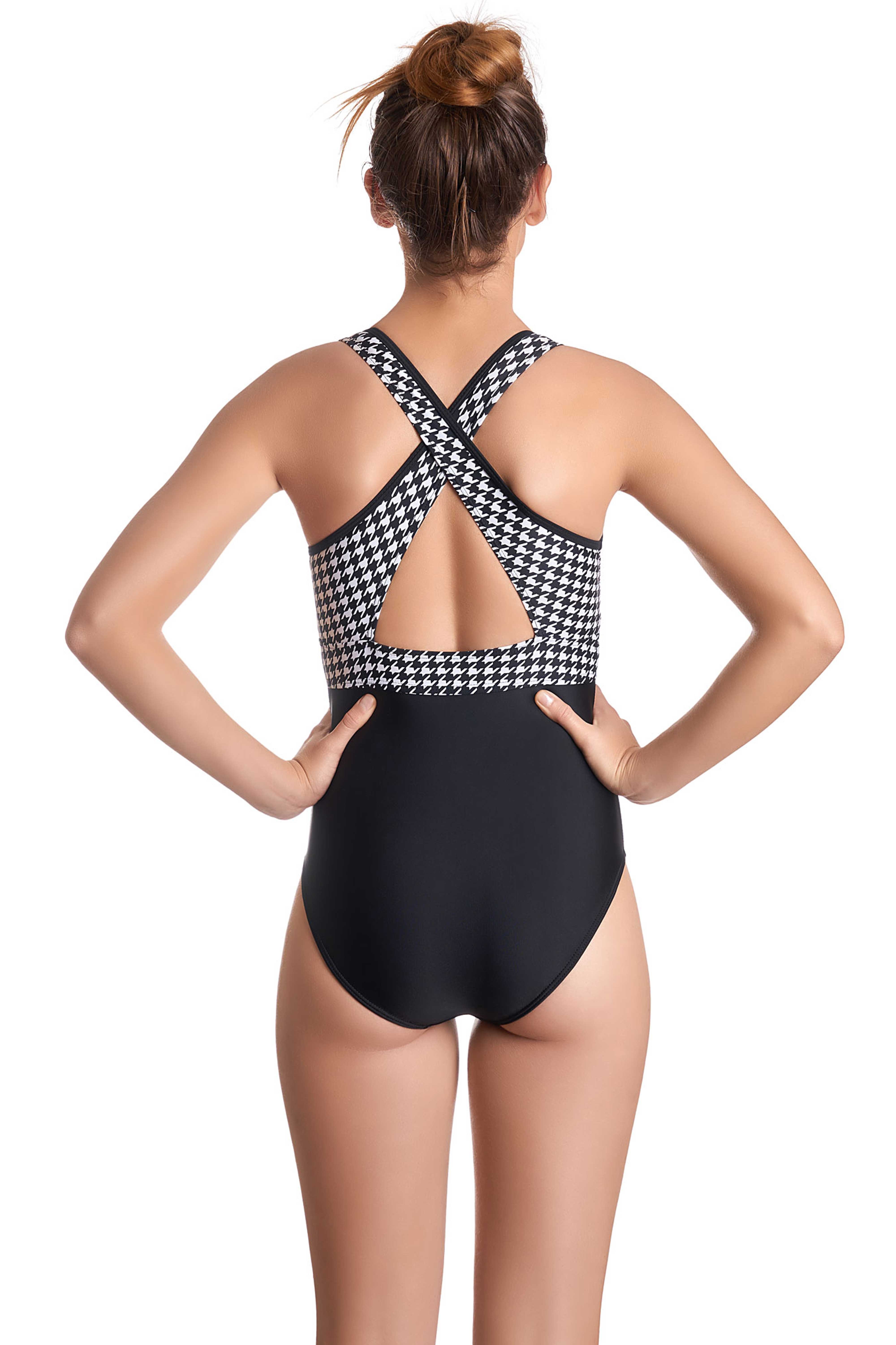 TRAJE DE BAÑO MUJER SAMIA 172 DEPORTIVO PARA BUSTO GRANDE ESTAMPADO BLANCO - 2
