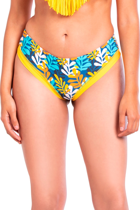 BIKINI MUJER SAMIA 3588 CALZÓN TANGA TIRO ALTO ESTAMPADO AMARILLO - 1