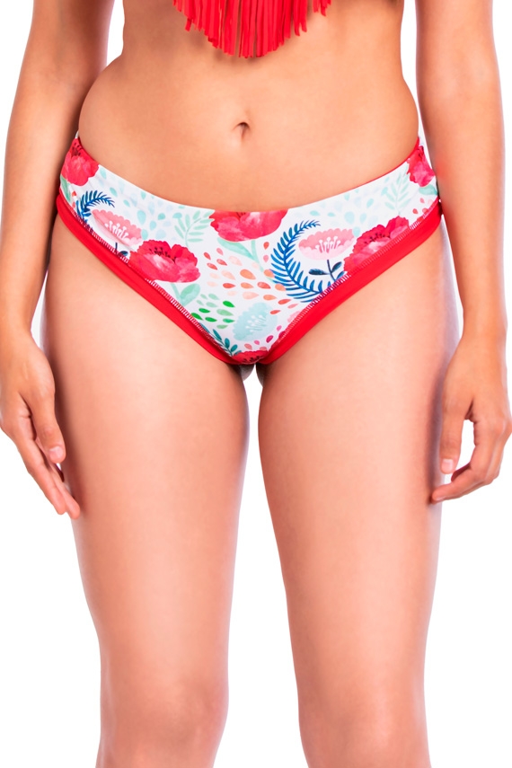 BIKINI MUJER SAMIA 3586 CALZÓN TANGA TIRO ALTO ESTAMPADO ROJO - 1