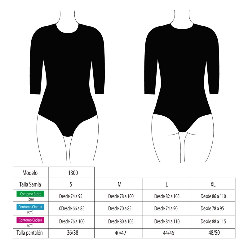 TRAJE DE BAÑO MUJER SAMIA 13001 DEPORTIVO MANGA LARGA NEGRO - 3