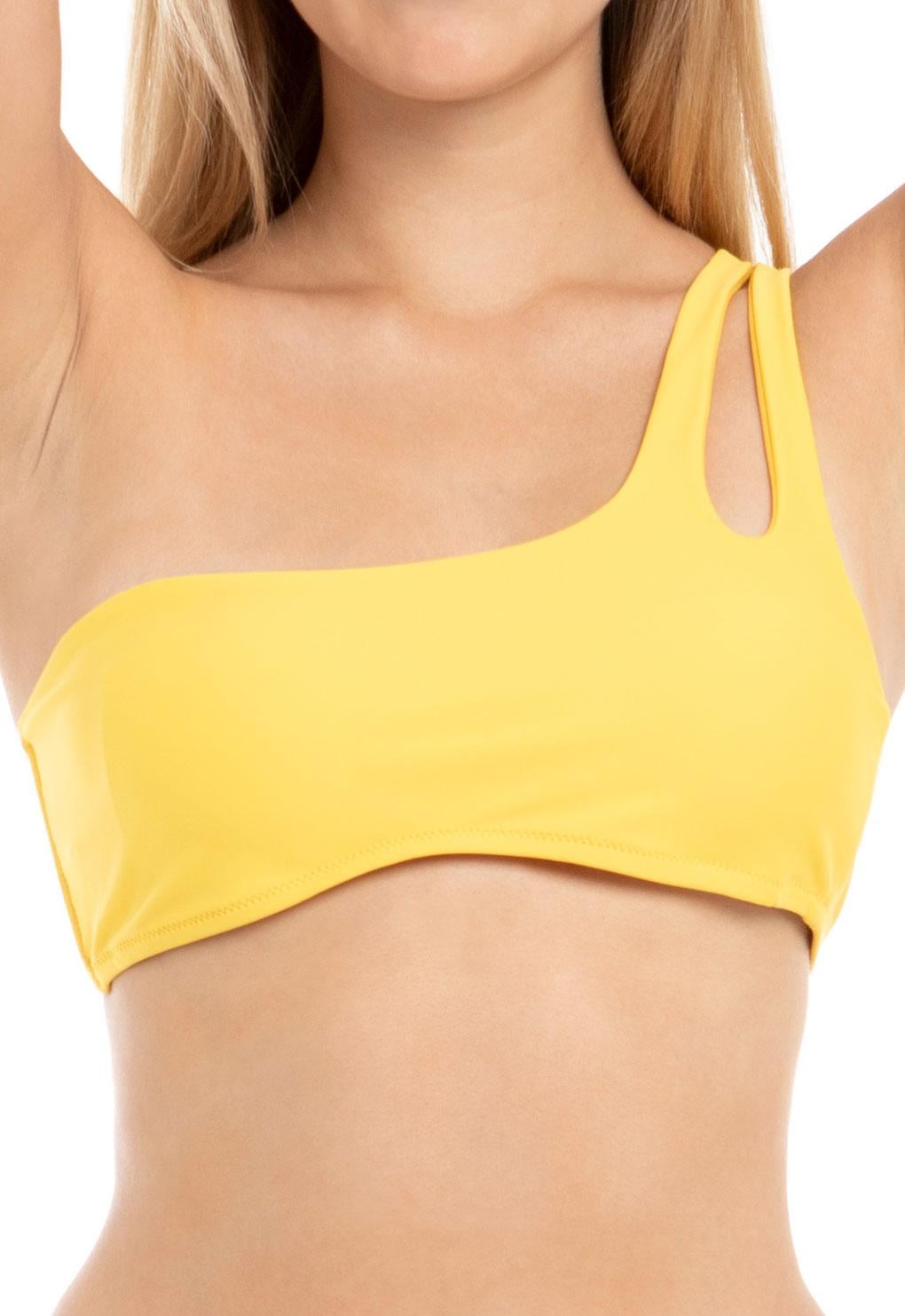 TOP DE BIKINI CON UN HOMBRO AMARILLO - 1