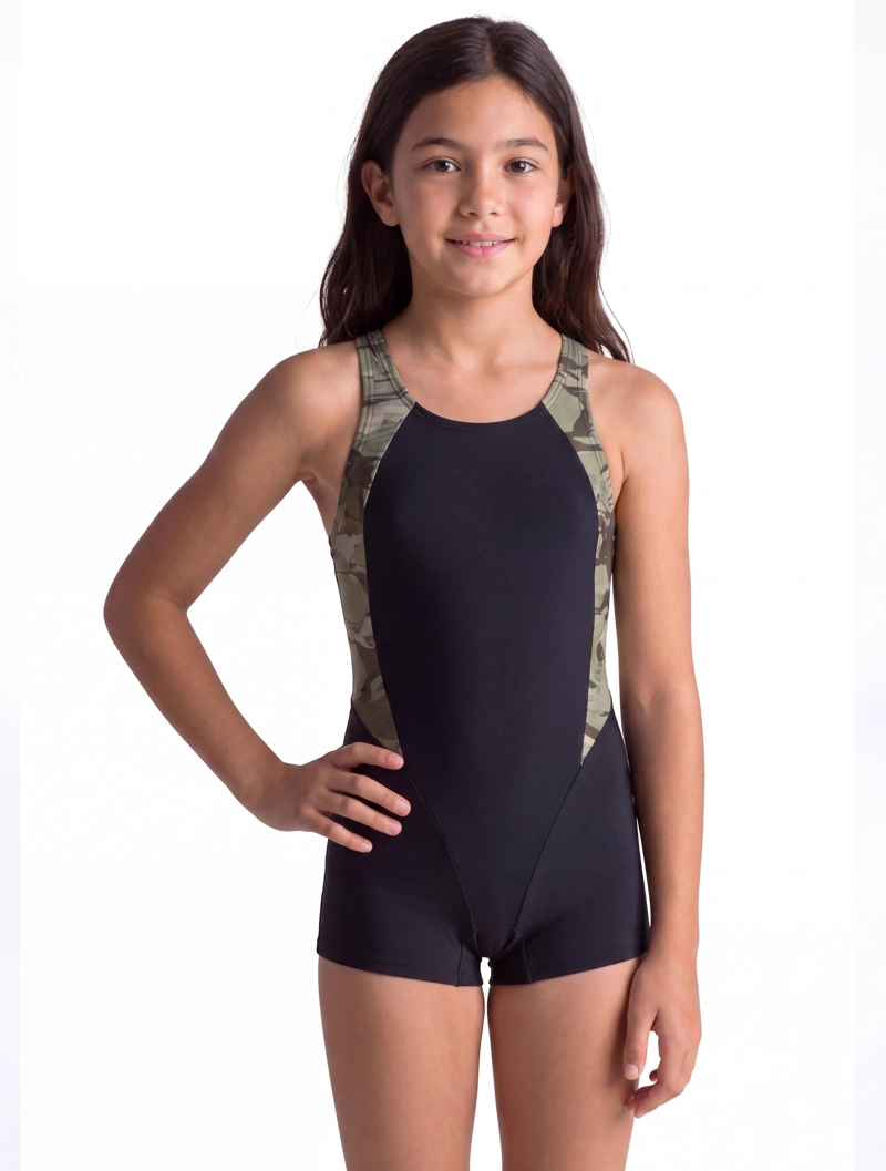 TRAJE DE BAÑO NIÑA SAMIA VERDE 1702 NATACIÓN CON PIERNA ESTAMPADO - 1