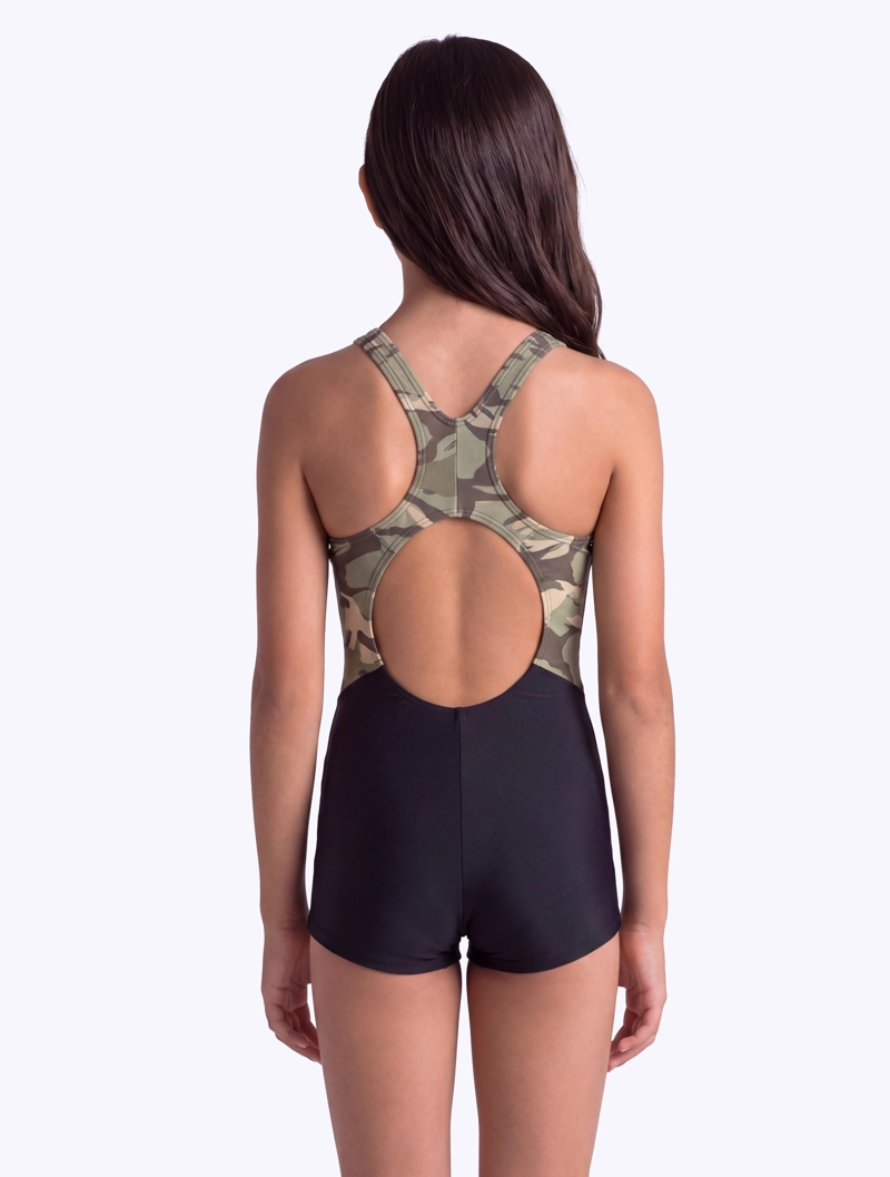 TRAJE DE BAÑO NIÑA SAMIA VERDE 1702 NATACIÓN CON PIERNA ESTAMPADO - 2