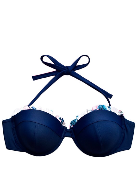 BIKINI MUJER SAMIA 7272 STRAPLESS CON VUELOS AZUL - 3