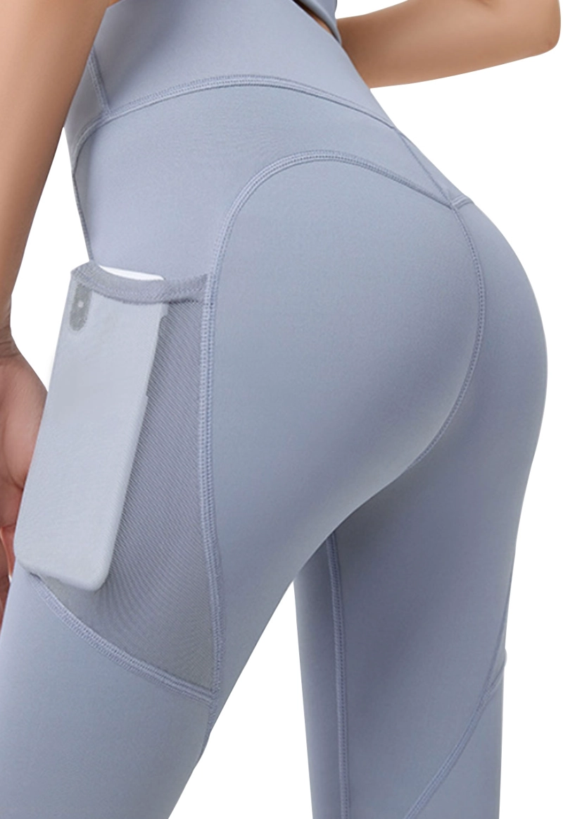 CALZA CON BOLSILLO MUJER GRIS CLARO MALLA - 2