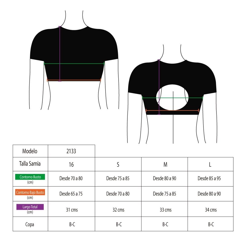BIKINI MUJER SAMIA 2133 ESTILO CROP TOP NEGRO - 4