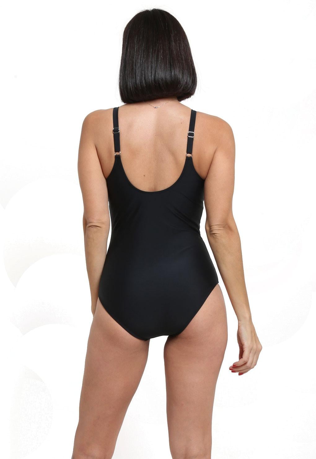 TRAJE DE BAÑO MUJER SAMIA 7080 ENTERITO ESCOTE CON VUELOS NEGRO - 2
