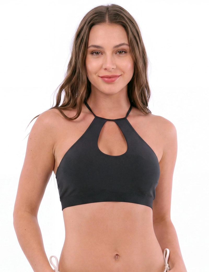BIKINI MUJER SAMIA 2140 PETO DEPORTIVO HALTER NEGRO - 1