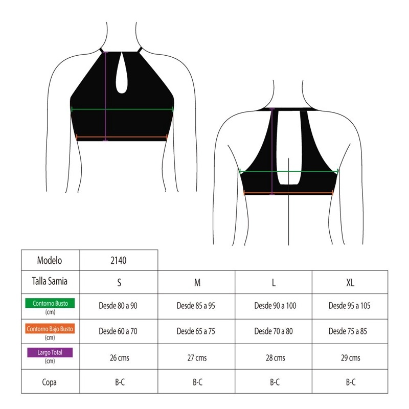 BIKINI MUJER SAMIA 2140 PETO DEPORTIVO HALTER NEGRO - 6