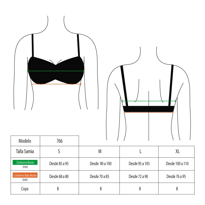BIKINI MUJER SAMIA 766 SIN BARBA STRAPLESS NEGRO - 3