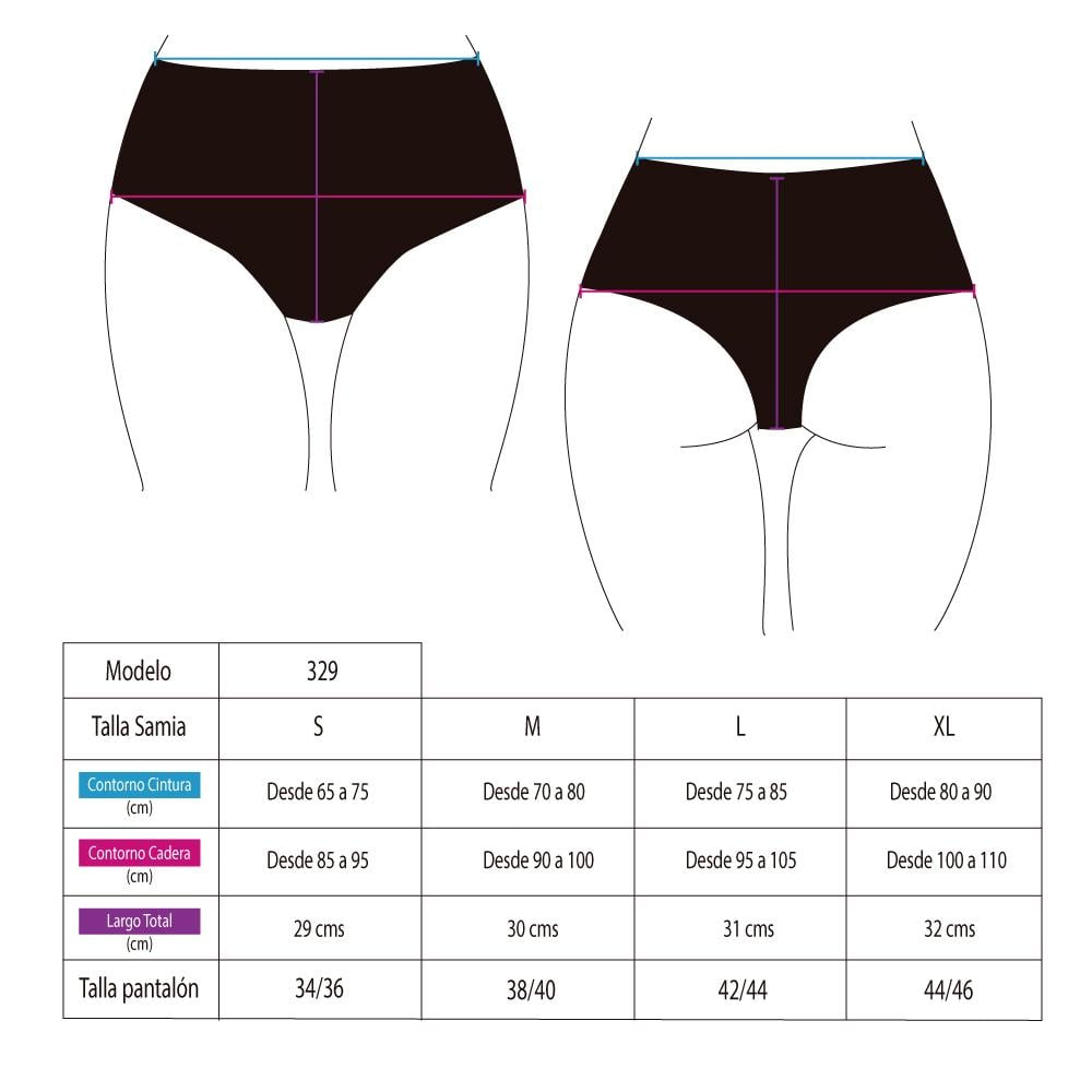 BIKINI MUJER SAMIA 329 CALZON ALTO NEGRO - 2