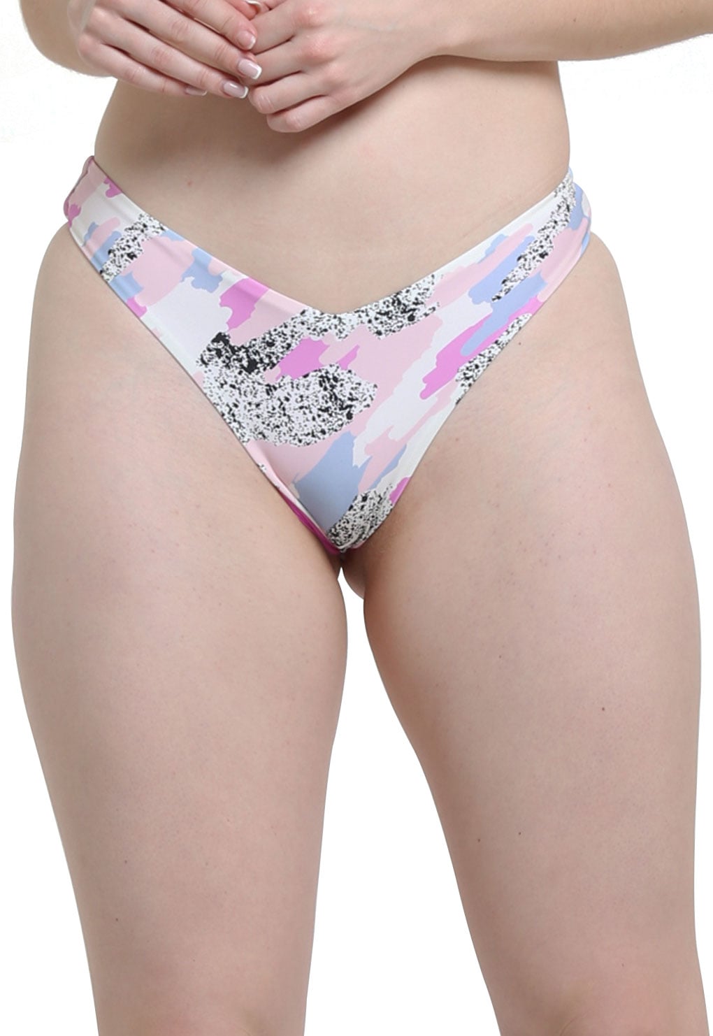 BIKINI MUJER SAMIA 397 TANGA CADERA ALTA ESTAMPADO LILA - 1