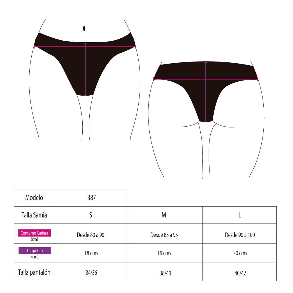 BIKINI MUJER SAMIA 387 CALZÓN COLALESS COSTURA INVISIBLE NEGRO - 4
