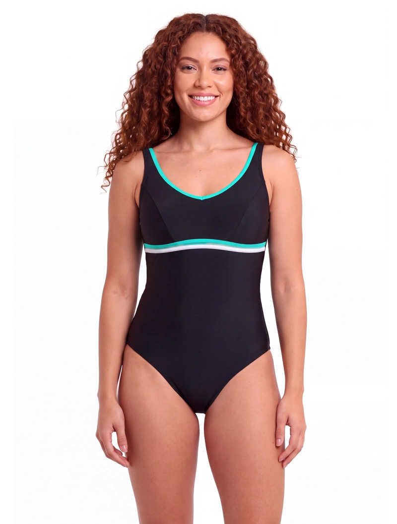 TRAJE DE BAÑO MUJER SAMIA 190 DEPORTIVO CON VIVOS VERDE - 1