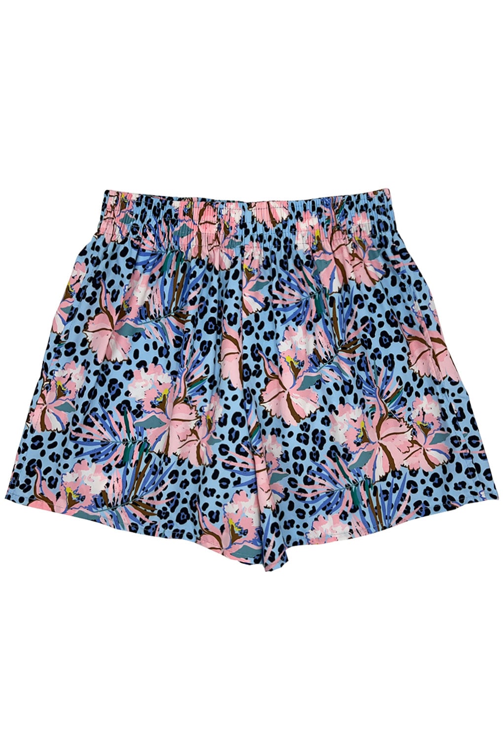 SHORT MUJER SAMIA DEPORTIVO ESTAMPADO CELESTE - 1