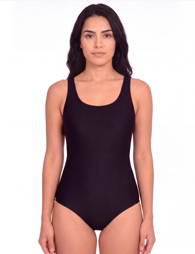 TRAJE DE BAÑO CLASICO PARA NATACION NEGRO - 1