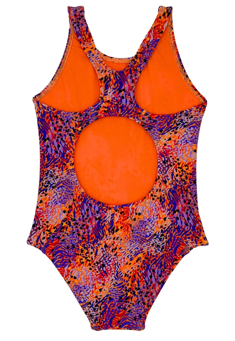 TRAJE DE BAÑO BÁSICO NIÑA SAMIA NARANJA ESTAMPADO - 4
