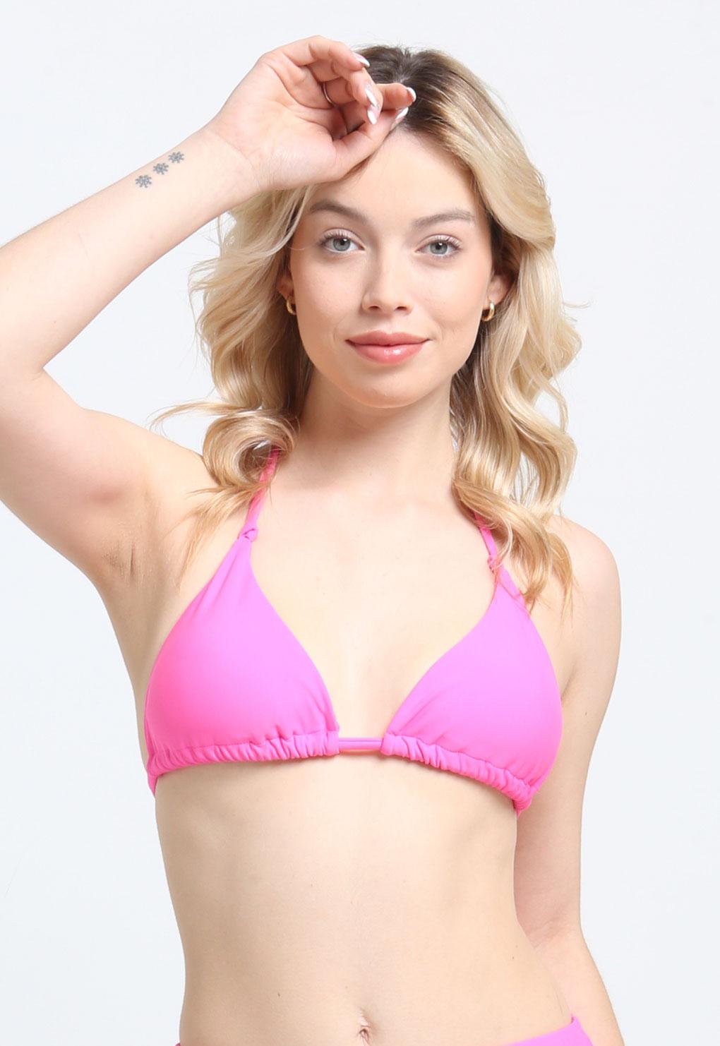 BIKINI MUJER SAMIA TRIANGULO CON NUDOS FUCSIA - 1