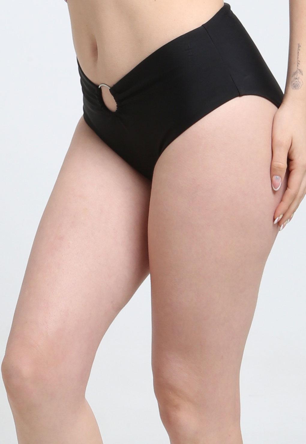 BIKINI MUJER SAMIA CALZÓN ALTO ARGOLLA NEGRO - 3