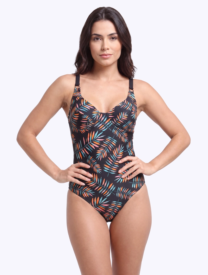 TRAJE DE BAÑO MUJER SAMIA ENTERITO BÁSICO ESTAMPADO VERDE - 1