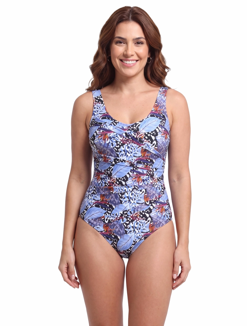 TRAJE DE BAÑO MUJER SAMIA MODELADOR ESTAMPADO AZUL - 1