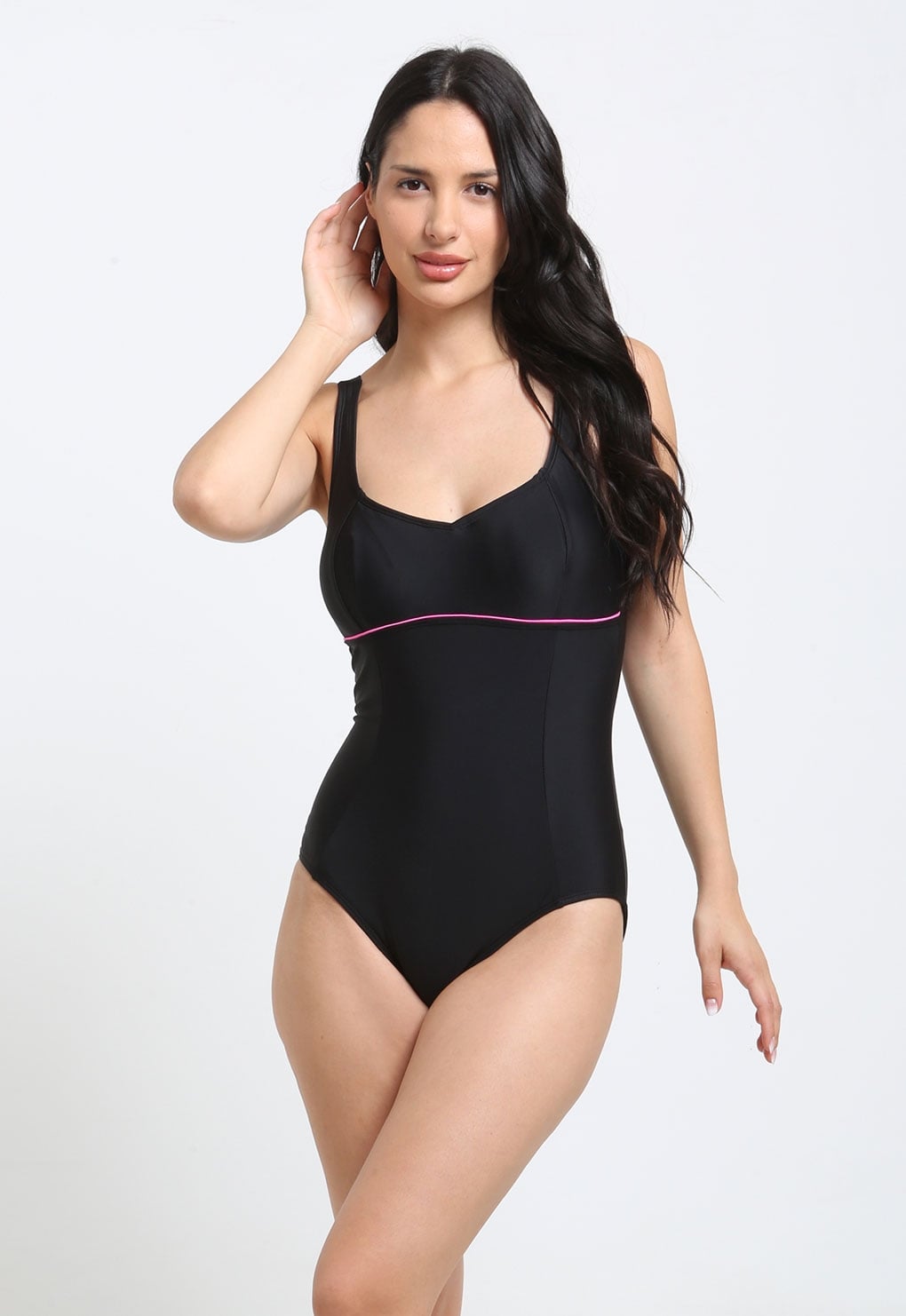 TRAJE DE BANO MUJER SAMIA DEPORTIVO CORTE BUSTO FUCSIA CON PROTECCION UV INTEGRADA