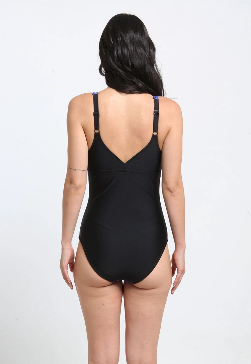 TRAJE DE BAÑO MUJER SAMIA DEPORTIVO MORADO AJUSTE PERFECTO CORTE ESPALDA EN V - 5