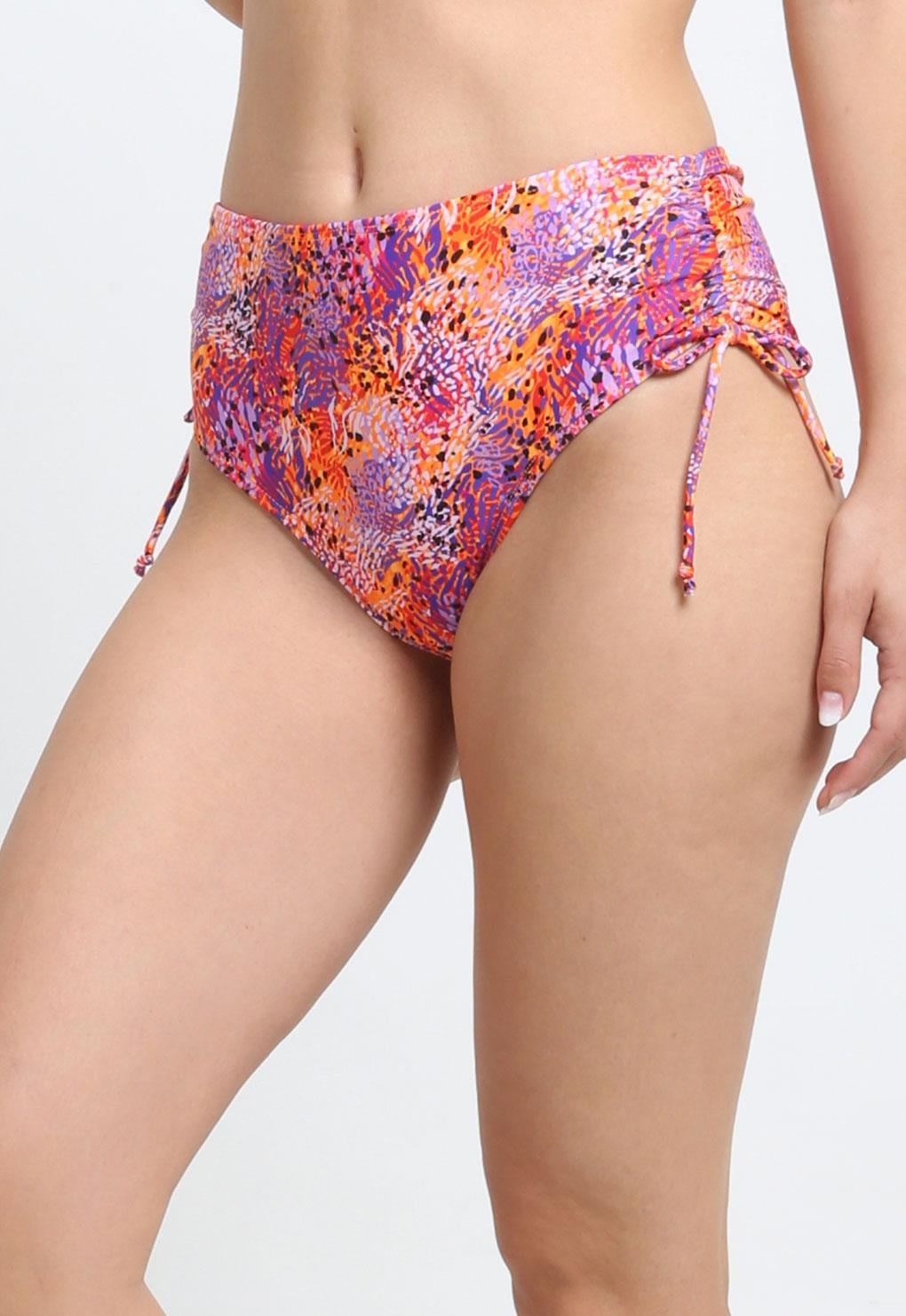 BIKINI MUJER SAMIA CALZÓN CADERA AJUSTABLE ESTAMPADO NARANJA - 3