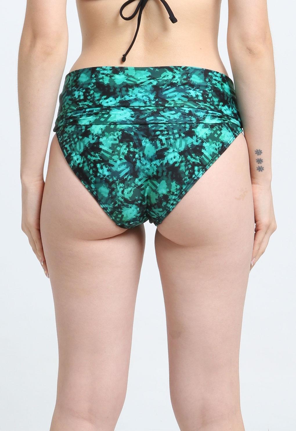 BIKINI MUJER SAMIA CALZÓN PIN UP DOBLE USO ESTAMPADO VERDE - 2