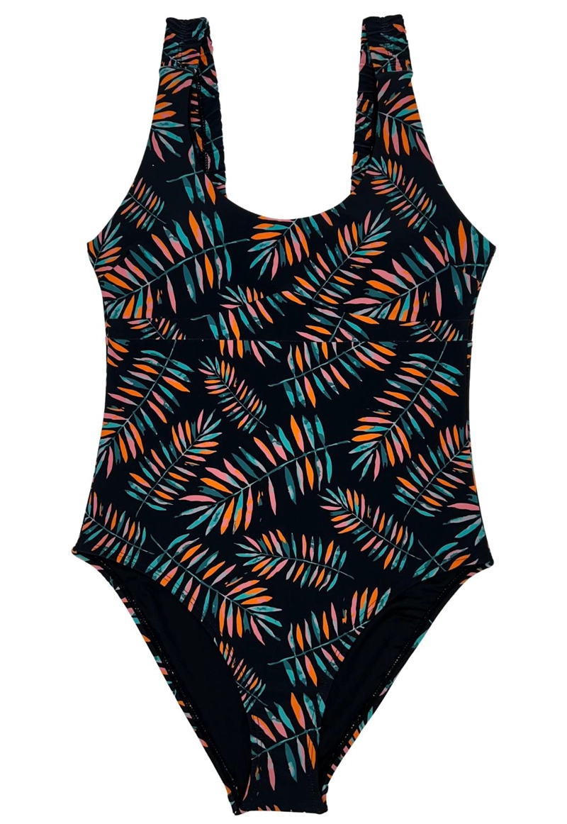 TRAJE DE BAÑO MUJER SAMIA TIRANTES ARRUCHADOS ESTAMPADO HOJAS - 4