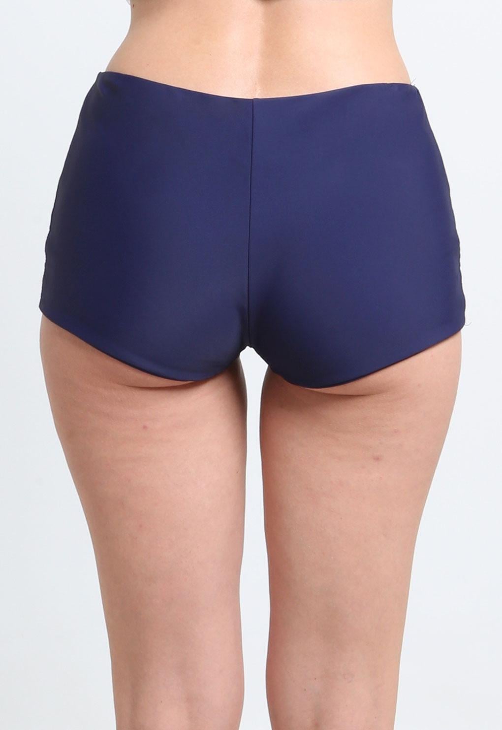 TRAJE DE BAÑO MUJER SAMIA HOT PANT TIRO ALTO AZUL MARINO - 2