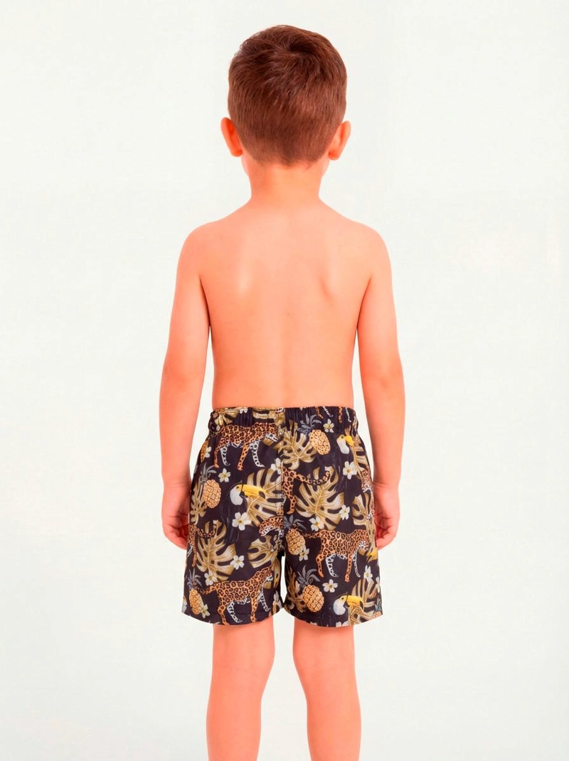 TRAJE DE BAÑO NIÑO SAMIA NEGRO ESTAMPADO SHORT - 2