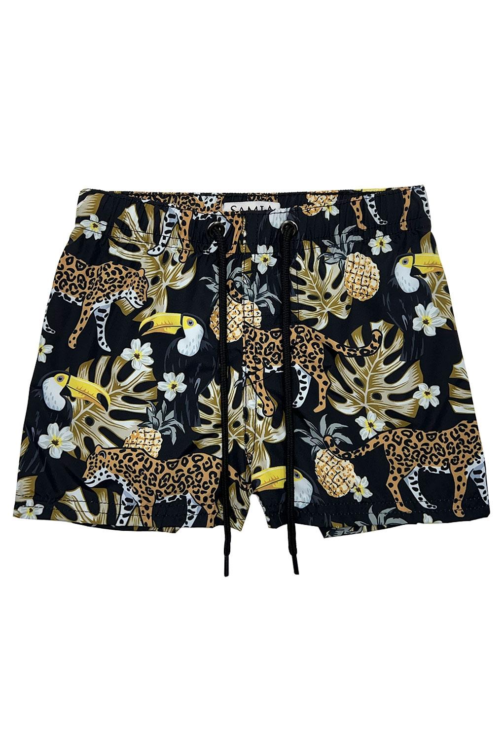 TRAJE DE BAÑO NIÑO SAMIA NEGRO ESTAMPADO SHORT - 3