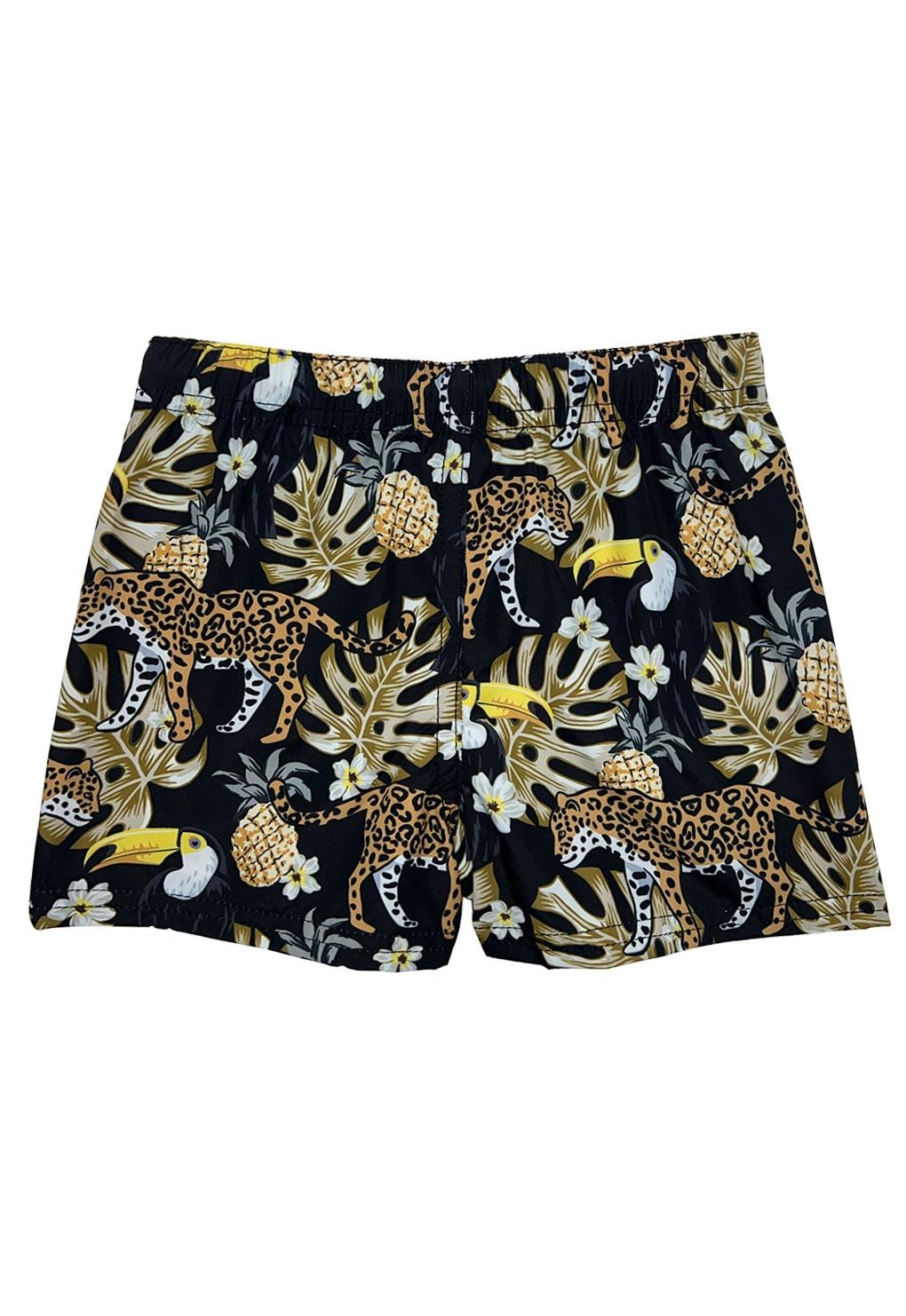TRAJE DE BAÑO NIÑO SAMIA NEGRO ESTAMPADO SHORT - 4