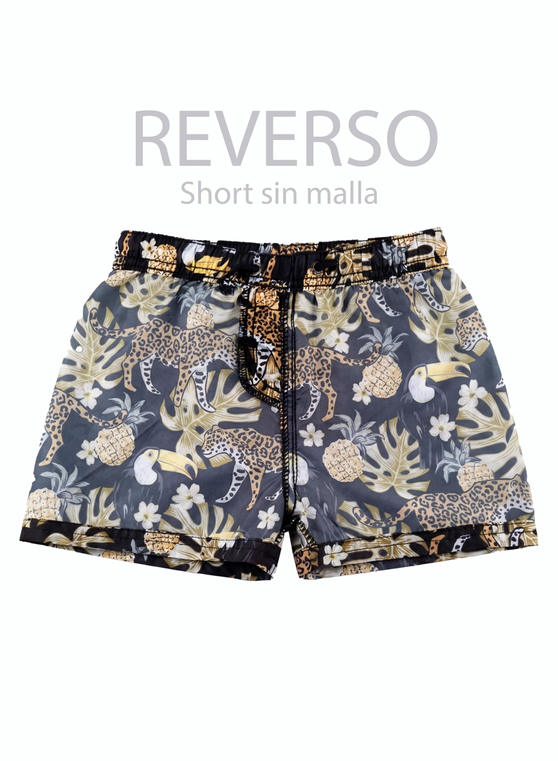 TRAJE DE BAÑO NIÑO SAMIA NEGRO ESTAMPADO SHORT - 5