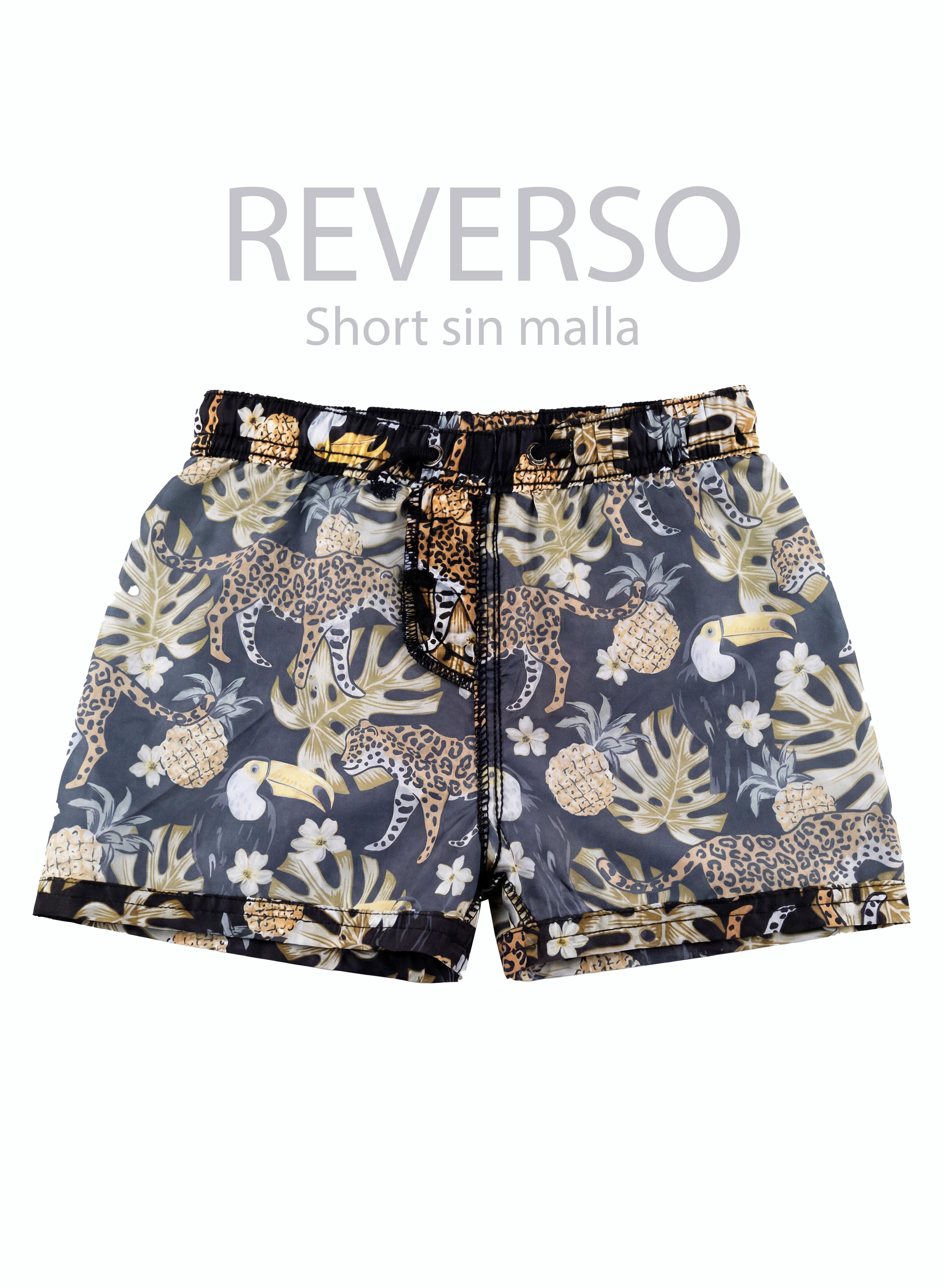 TRAJE DE BAÑO NIÑO SAMIA NEGRO ESTAMPADO SHORT - 5
