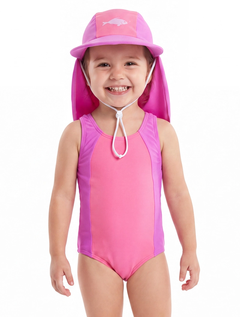 TRAJE DE BAÑO SAMIA FUCSIA GORRO NIÑA PROTECCIÓN SOLAR - 1