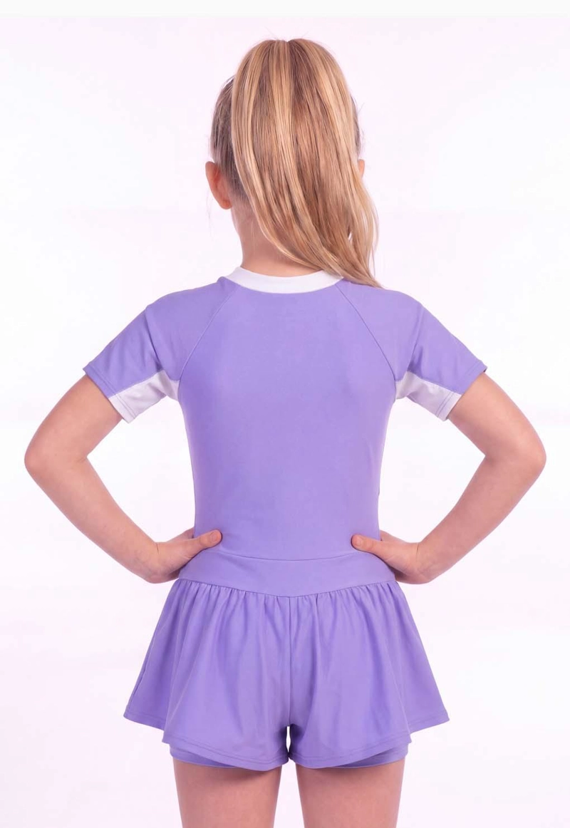 TRAJE BAÑO LICRA NIÑA SAMIA MORADO CON FALDA PROTECCIÓN UV - 2
