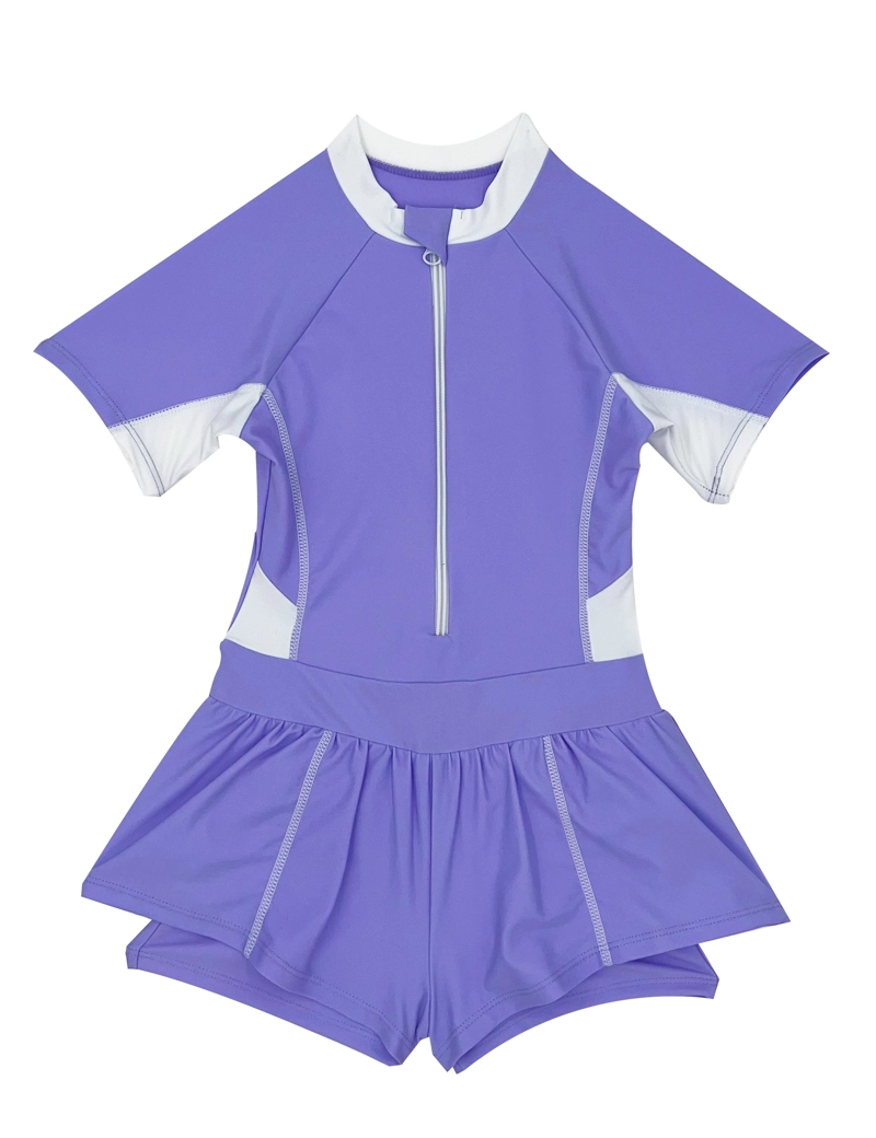 TRAJE BAÑO LICRA NIÑA SAMIA MORADO CON FALDA PROTECCIÓN UV - 4