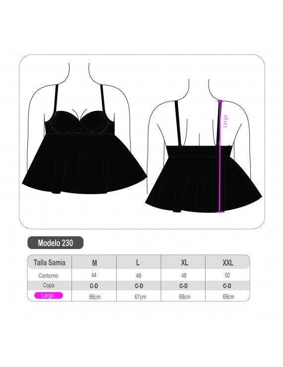 TANKINI LICRA MUJER SAMIA NEGRO BASICO ESTAMPADO - 3