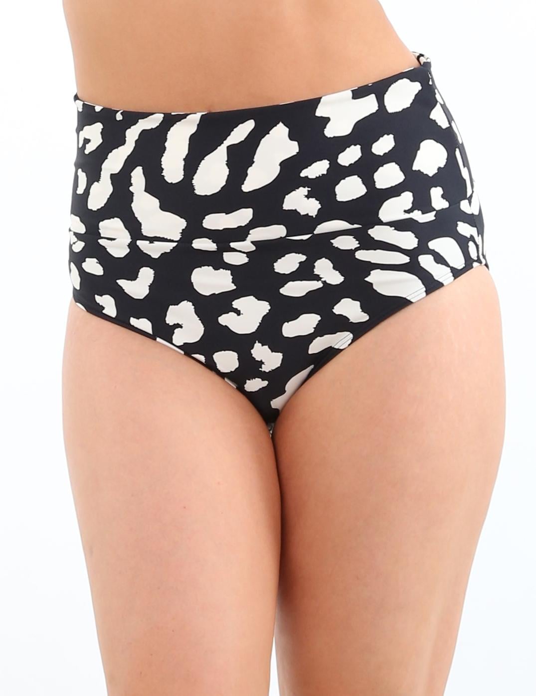 BIKINI LICRA MUJER SAMIA NEGRO CALZÓN PIN UP DOBLE USO ESTAMPADO - 1
