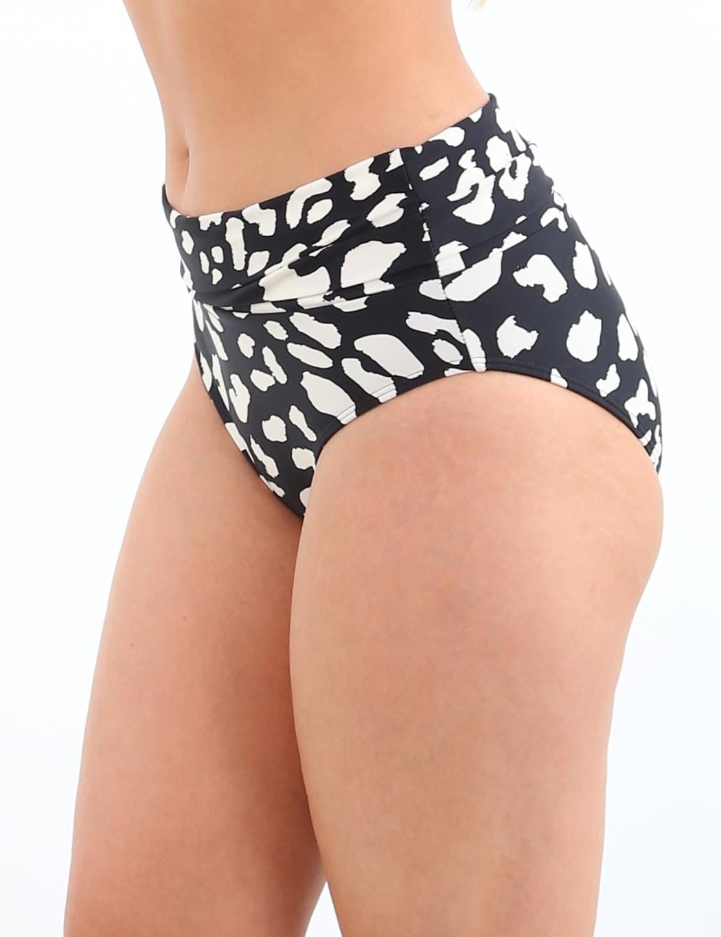 BIKINI LICRA MUJER SAMIA NEGRO CALZÓN PIN UP DOBLE USO ESTAMPADO - 4